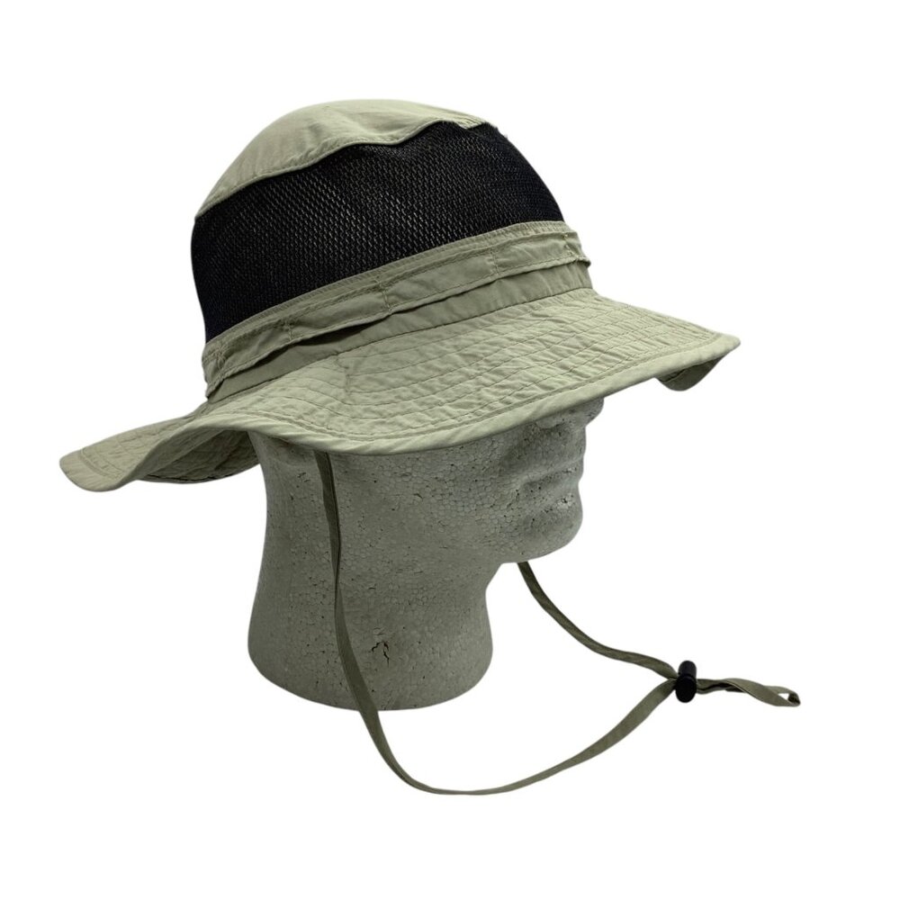 Dorfman Pacific Wide Brim Sun Hat Mesh Ventilation & Adjustable‎ Chin Cord Beige
